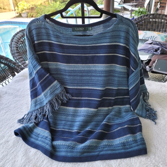 Lauren Ralph Lauren Sweaters - Fringed Lauren Cotton Sweater Sz Large